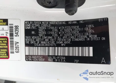 2011 Toyota Sienna Le from USA, damaged, VIN 5TDJK3DC3BS019775